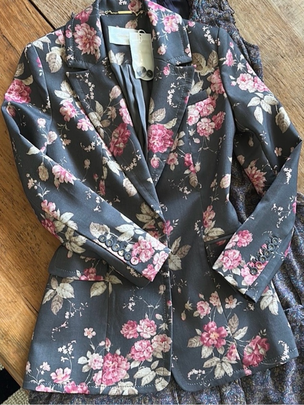Zimmermann $1,350 Fleeting Blazer in Ash Garden Floral Size 1